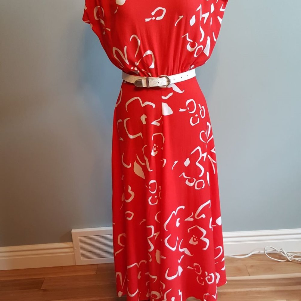 Red and White Summer Dress -size 4